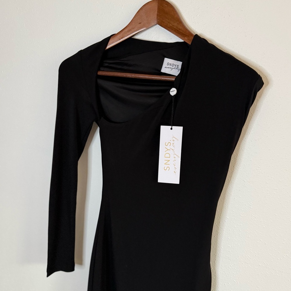 NWT SNDYS Everyday One Shoulder Bodycon Mini Dress Size 2 XS Black